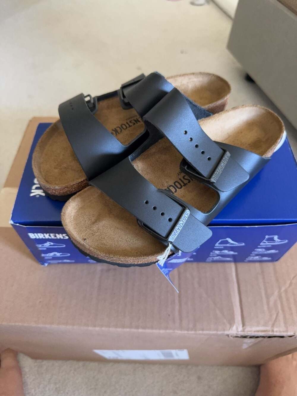 Birkenstock Arizona BS Black Leather Sandals Size 37